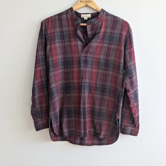 ARITZIA Plaid Henley Lightweight Flannel Tunic - Picture 1 of 5